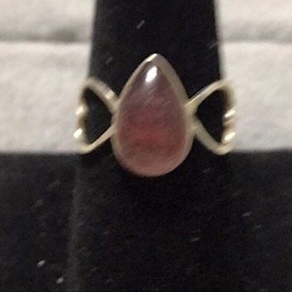 NWOT Sterling Silver Lepidocrosite Teardrop Heart Band Ring Size 9 Crystal Gem - Picture 4 of 15